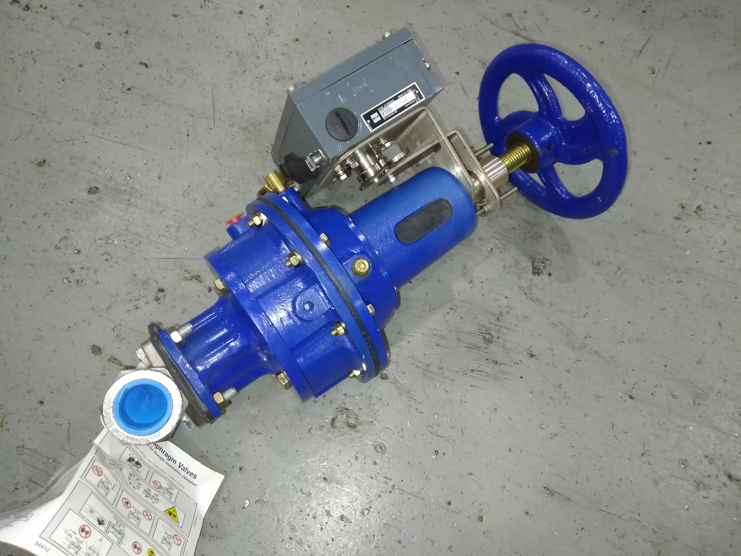 1" MPT x 1"MPT Weir Type Industrial Diaphragm Valve Wwith Pneumatic Positioner