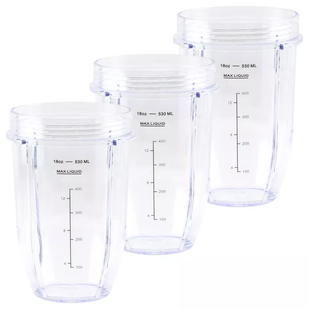 3 Pack 18 oz Cup Replacement Part 427KKU450 Compatible with Nutri Ninja Auto-iQ BL480 BL640 CT680 Blenders