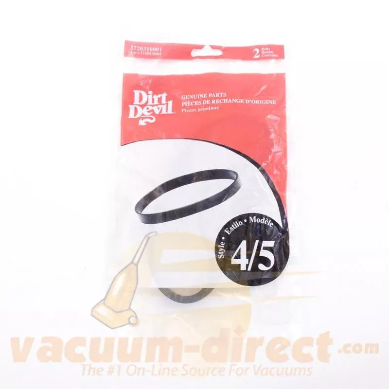 Dirt Devil Style 4/5 Flat Vacuum Belts for Featherlite bagged, Swivel bagged, & Vision 2 Pack