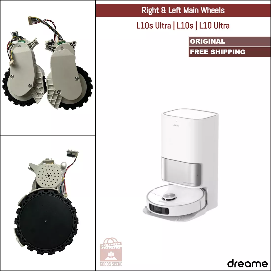 Dreame Bot L10s Ultra, L10s, L10 Ultra | Original Spare & Repair Parts: Main Right & Left Wheels