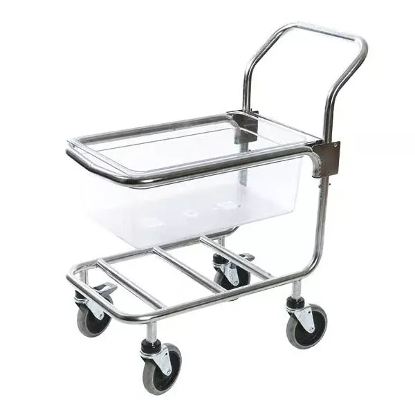 Hallde Container Trolley, Stainless Steel, with handle, lockable wheel