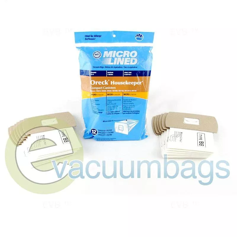 Oreck Housekeeper Compact Canister Paper Vacuum Bags by DVC, 12 Pack + 1 Filter #471593