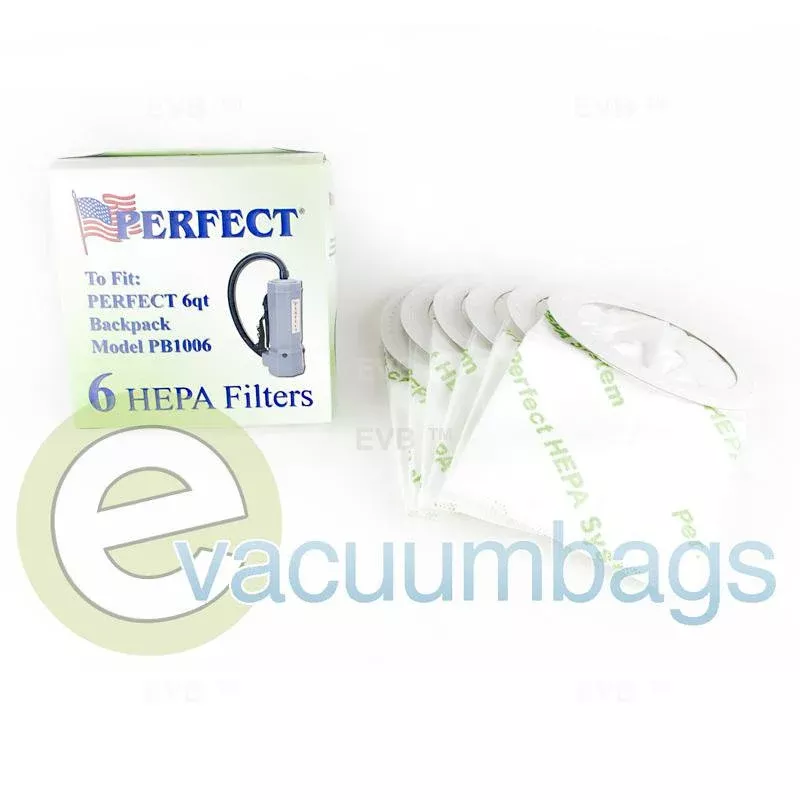 Perfect 6 Quart BackPack HEPA Paper Vacuum Bags, 6 Pack #14-2423-09