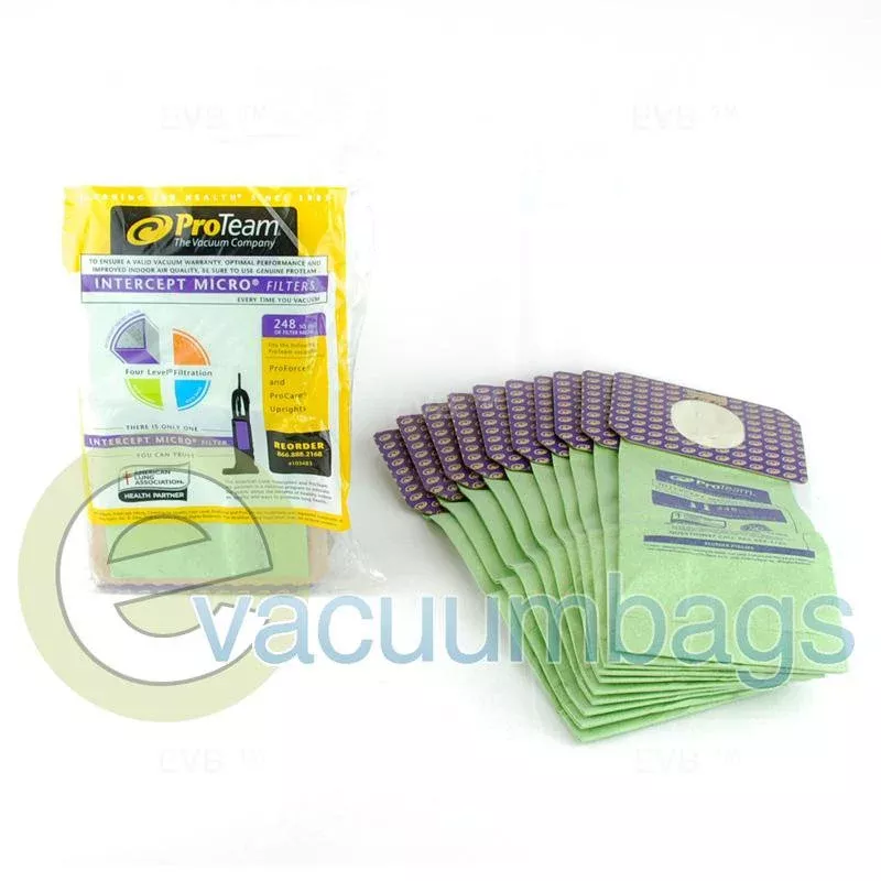 ProTeam ProForce and ProCare Upright Intercept Micro Filter Vacuum Bags, 10 Pack #103483