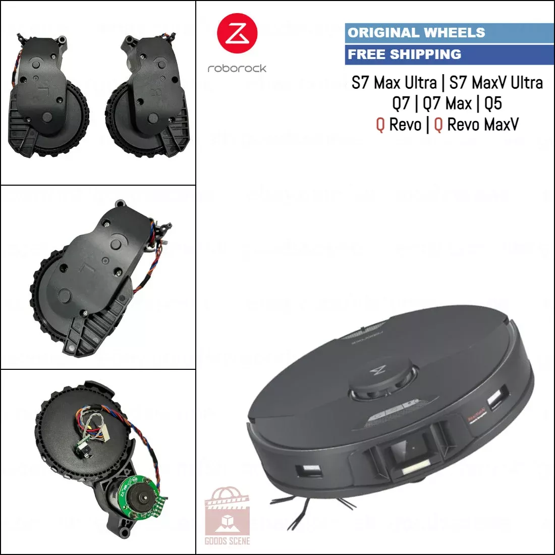 Roborock S7 Max Ultra, S7 MaxV Ultra, Q5, Q7, Q7 Max, Q Revo, Q Revo MaxV | Original Spare & Repair Parts: Main Right & Left Wheels
