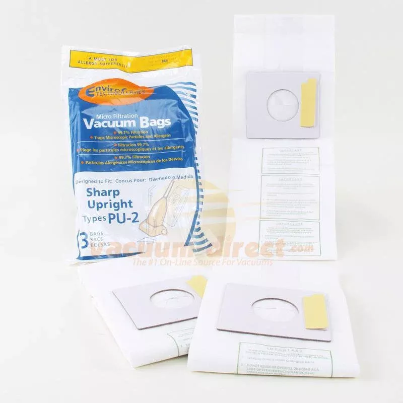 Sharp Type PU-2 Generic Upright Vacuum Bags by EnviroCare, 3 Pack #844