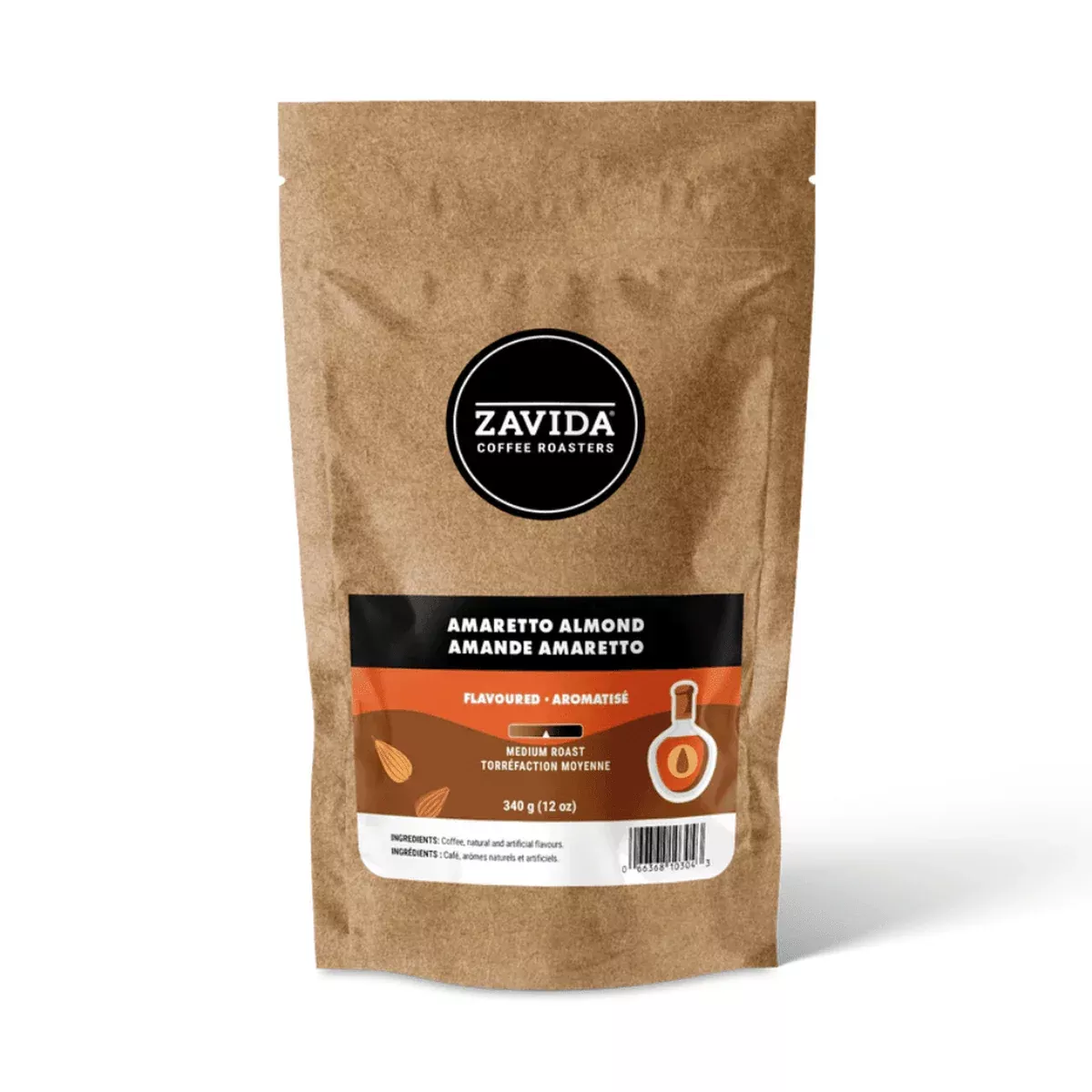 Zavida Amaretto Almond Whole Bean Coffee, 12 oz.