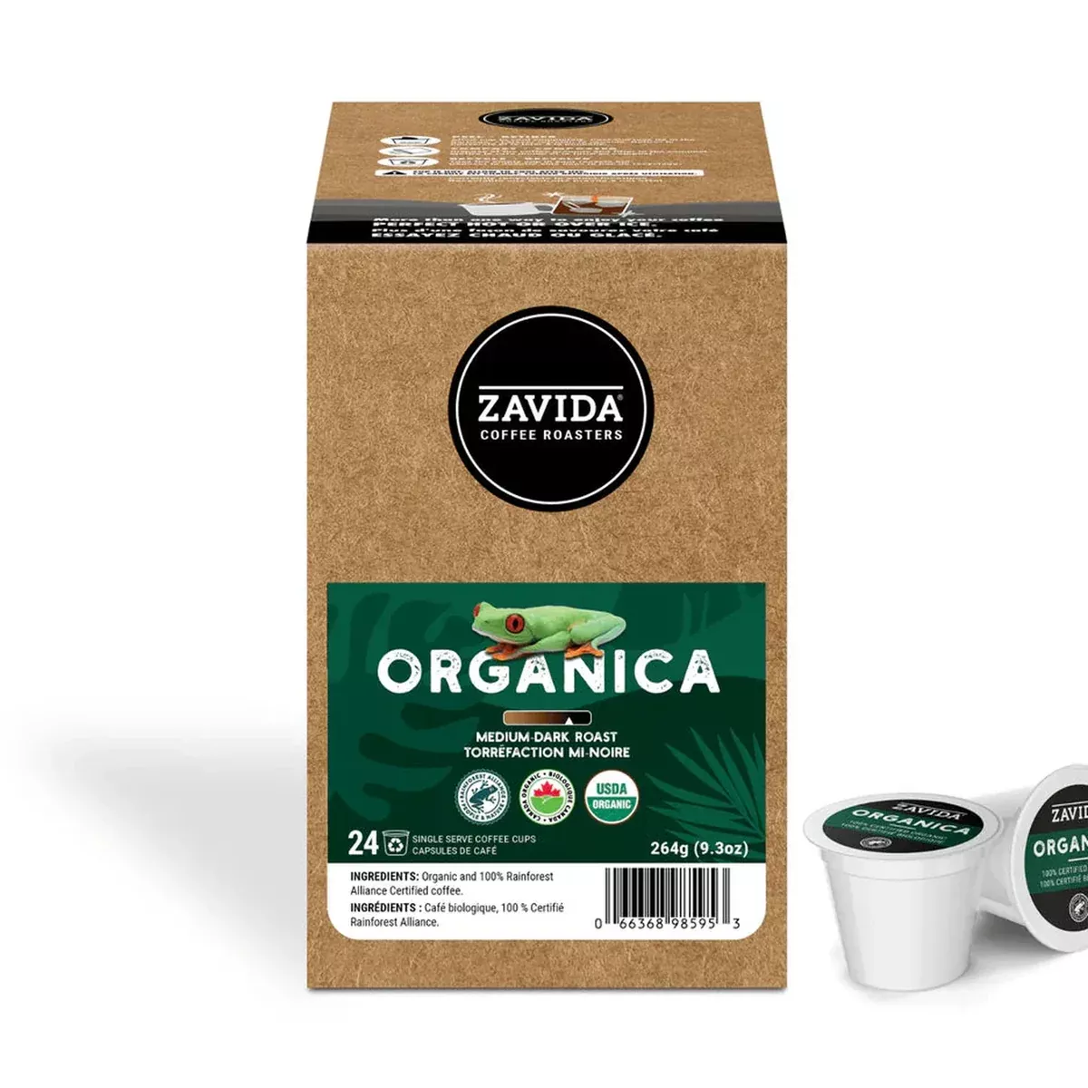 Zavida Organica Medium-Dark Roast Single Serve Coffee 24 Pack