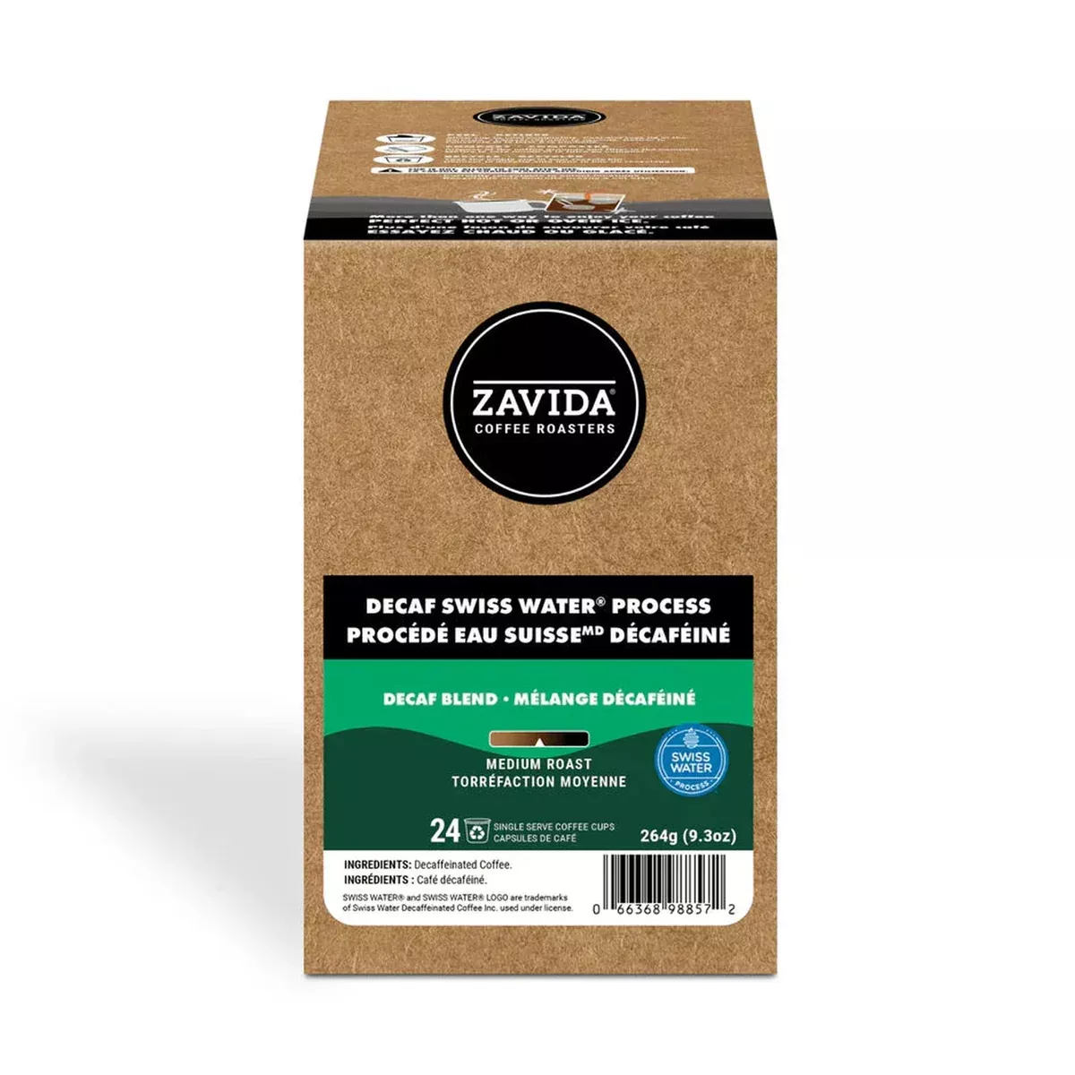 Zavida Swiss Water Process Decaf Single Serve Coffee 24 Pack